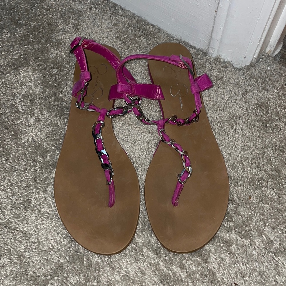 Jessica Simpson pink chain sandals